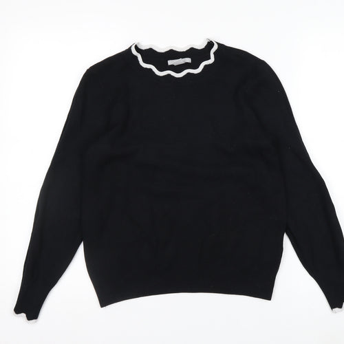 H&M Women Black Round Neck Knit Pullover Jumper Size 10