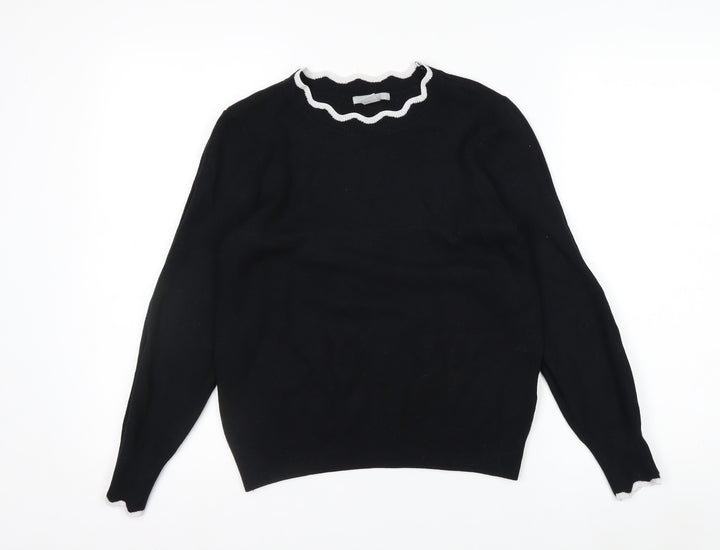H&M Women Black Round Neck Knit Pullover Jumper Size 10