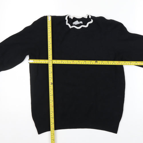 H&M Women Black Round Neck Knit Pullover Jumper Size 10