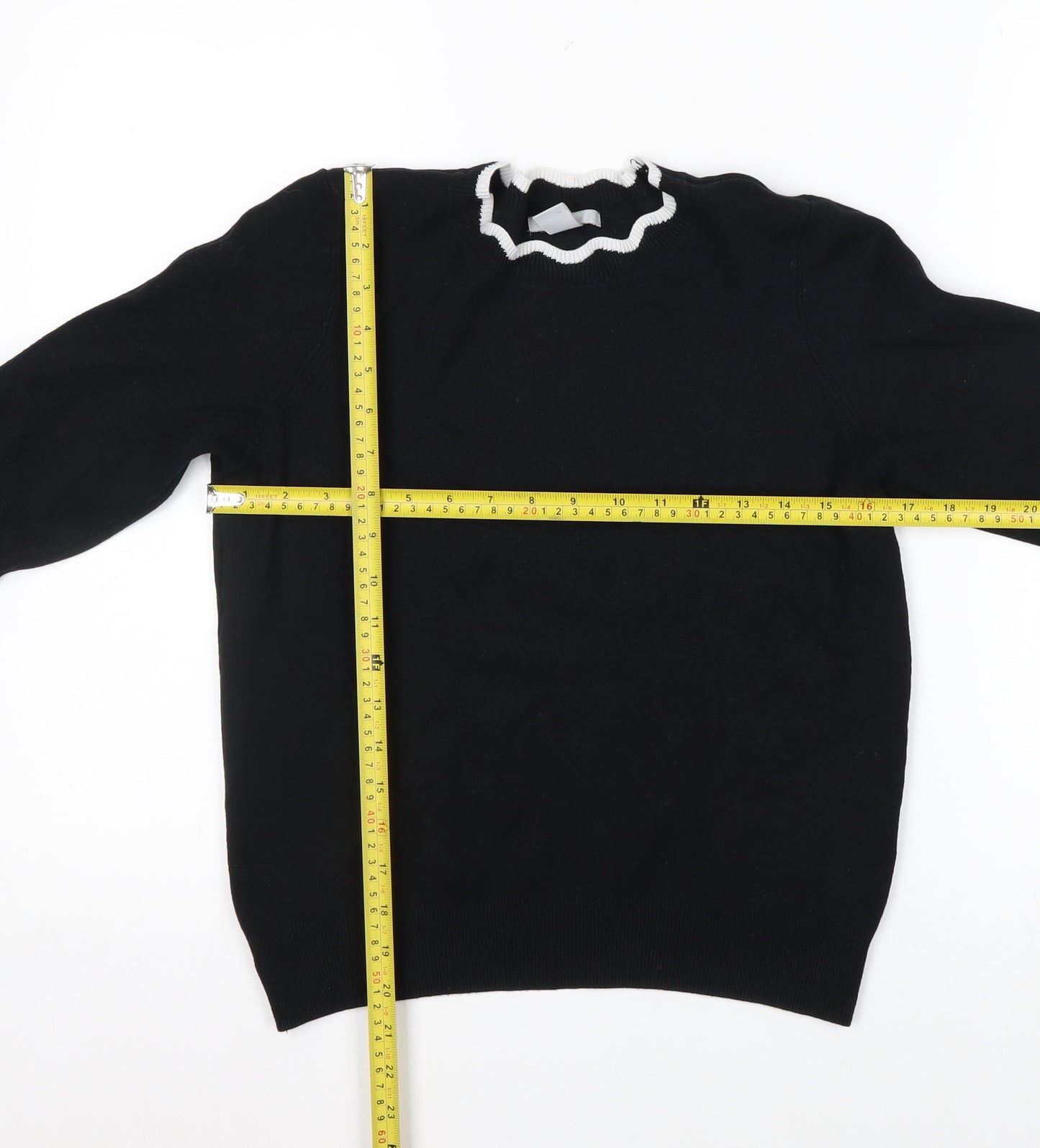 H&M Women Black Round Neck Knit Pullover Jumper Size 10
