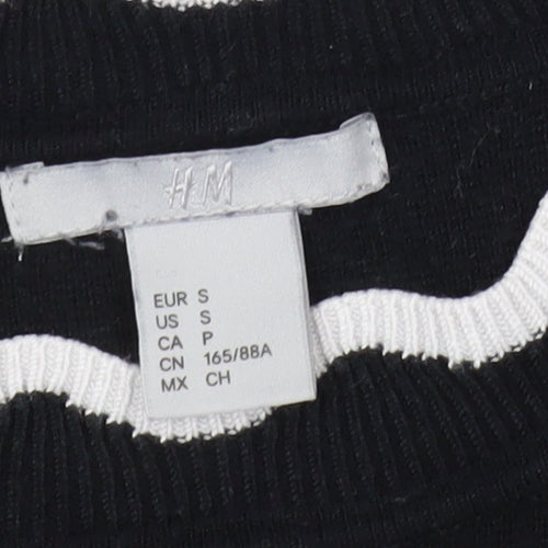 H&M Women Black Round Neck Knit Pullover Jumper Size 10