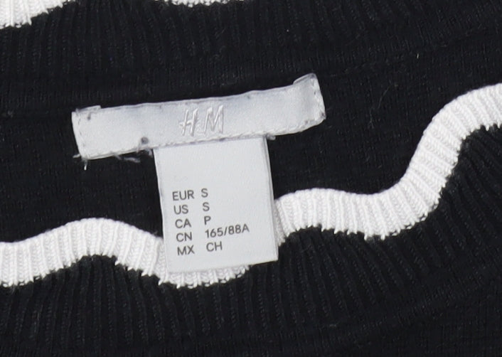 H&M Women Black Round Neck Knit Pullover Jumper Size 10