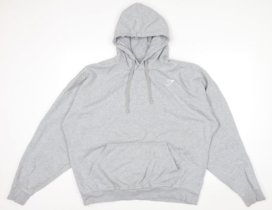 Gymshark Mens Grey 2XL Pullover Hoodie with Logo Drawstring