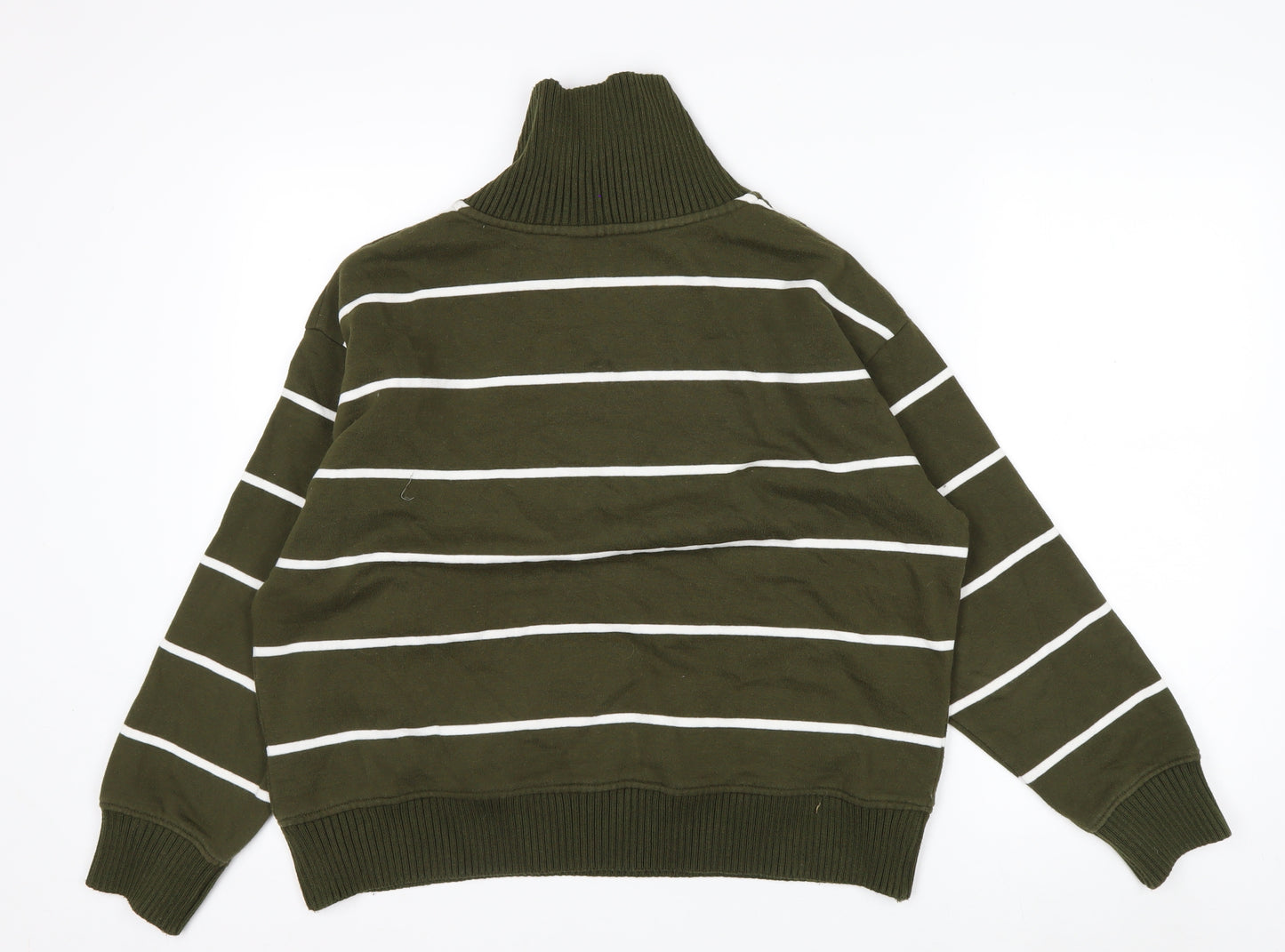 Marks & Spencer Women’s Green Striped 1/2 Zip Sweatshirt Size M