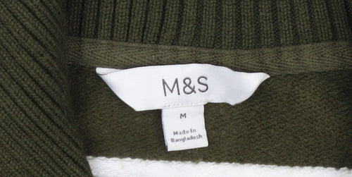 Marks & Spencer Women’s Green Striped 1/2 Zip Sweatshirt Size M