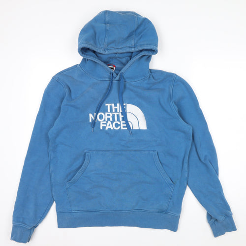 The North Face Men's Blue Pullover Hoodie M Logo Cotton Fleece