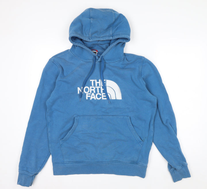 The North Face Men's Blue Pullover Hoodie M Logo Cotton Fleece