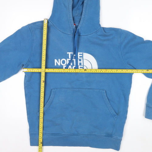 The North Face Men's Blue Pullover Hoodie M Logo Cotton Fleece