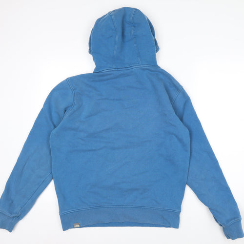 The North Face Men's Blue Pullover Hoodie M Logo Cotton Fleece