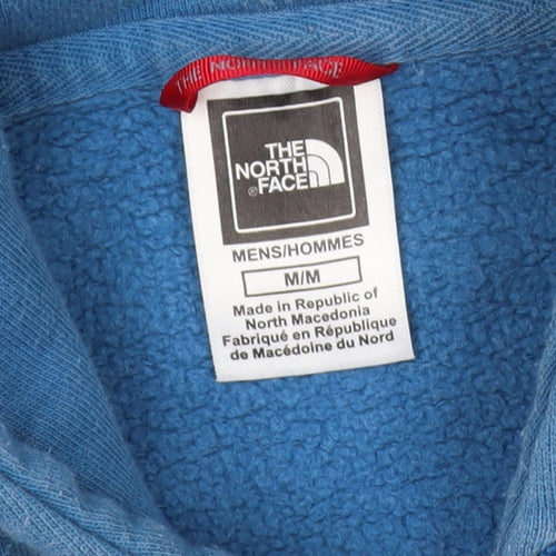 The North Face Men's Blue Pullover Hoodie M Logo Cotton Fleece