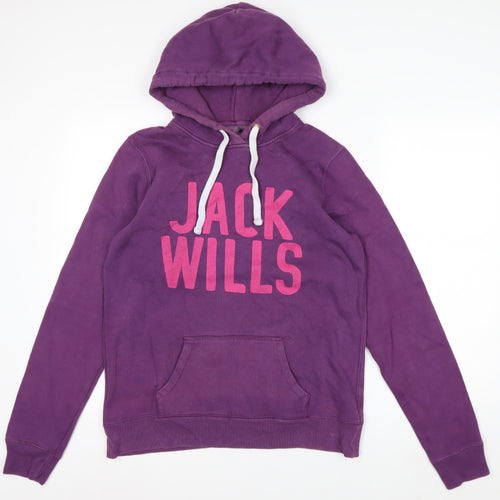 Jack Wills Womens Purple Hoodie Size 14 Pullover Hooded Sweatshirt
