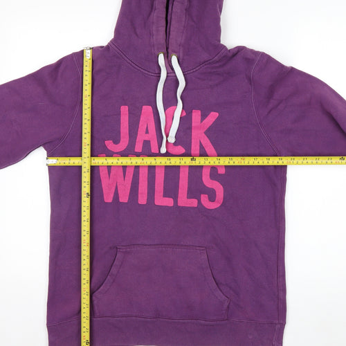 Jack Wills Womens Purple Hoodie Size 14 Pullover Hooded Sweatshirt