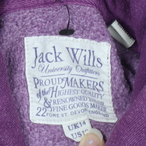 Jack Wills Womens Purple Hoodie Size 14 Pullover Hooded Sweatshirt
