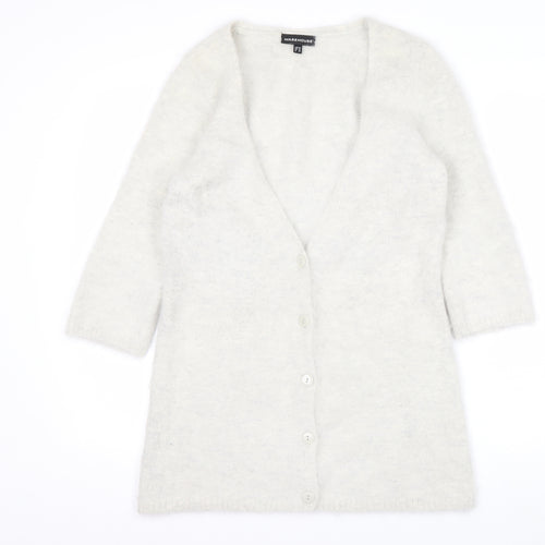 Warehouse Women’s Ivory Angora Blend V-Neck Button Cardigan UK 14