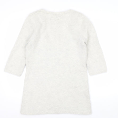 Warehouse Women’s Ivory Angora Blend V-Neck Button Cardigan UK 14