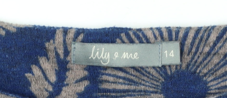 Lily and Me Women Blue Floral Pullover Jumper Size 14