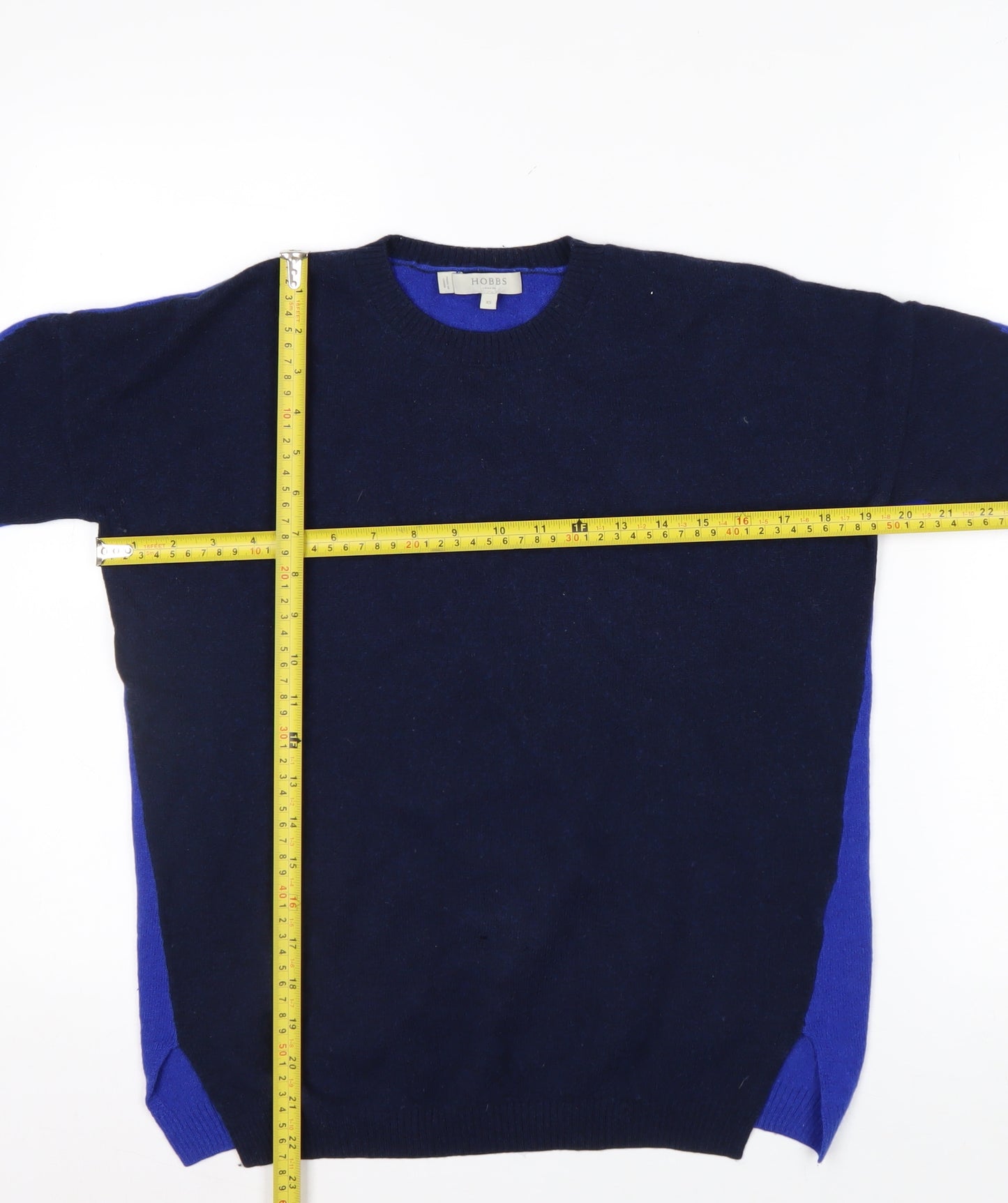 Hobbs Women’s Navy Blue Wool Cashmere Crew Neck Jumper XS