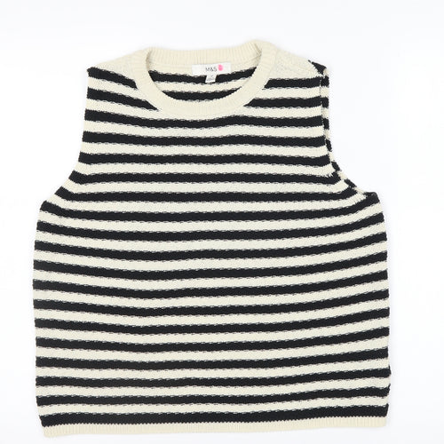 Marks and Spencer Women’s Black Stripe Knit Sleeveless Tank Top M