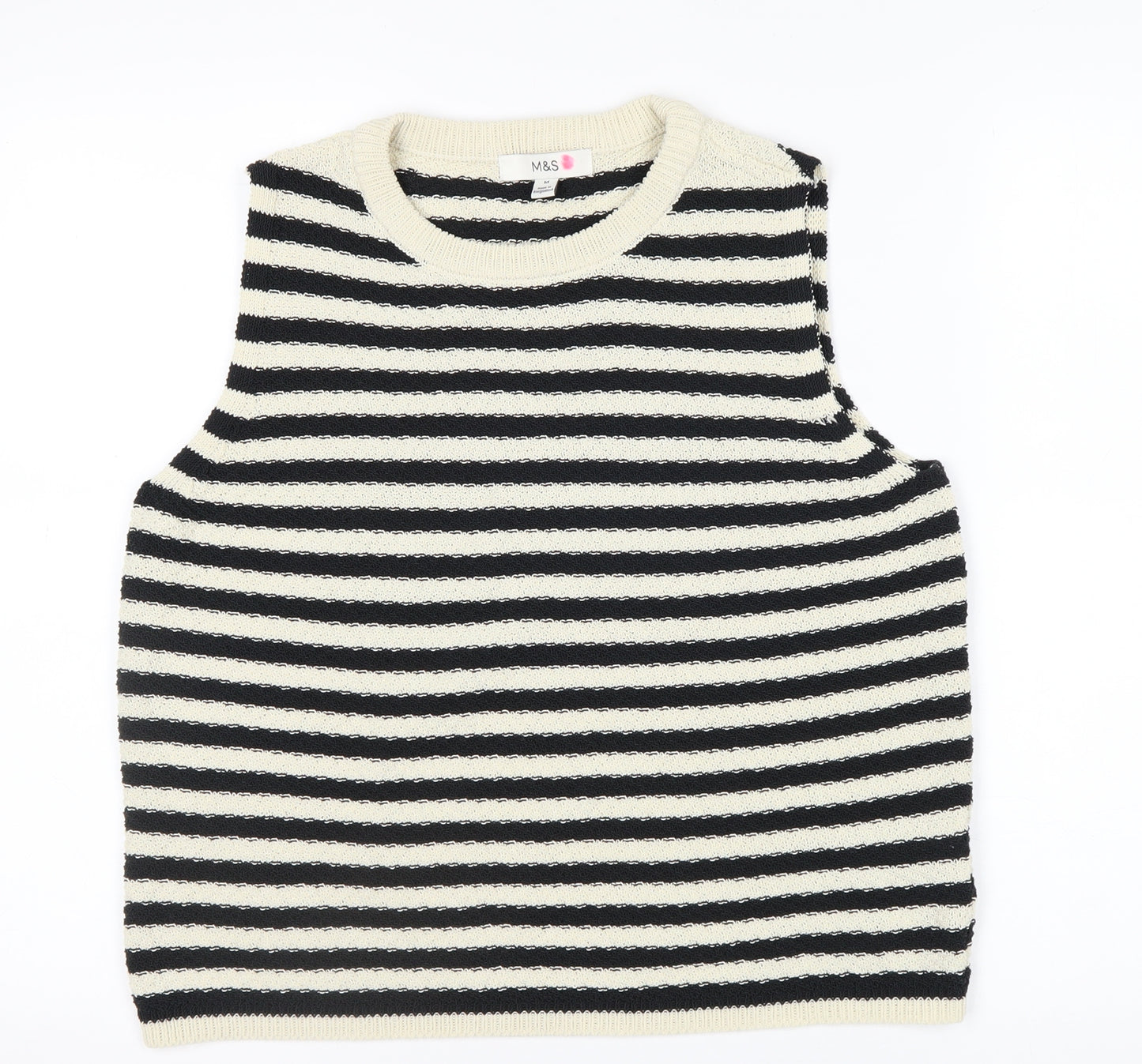 Marks and Spencer Women’s Black Stripe Knit Sleeveless Tank Top M