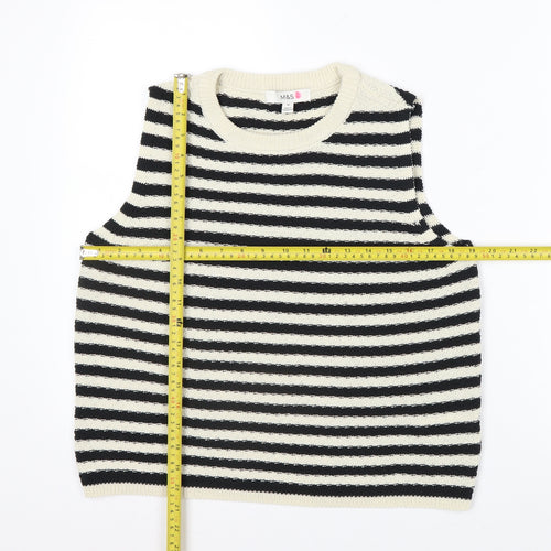 Marks and Spencer Women’s Black Stripe Knit Sleeveless Tank Top M