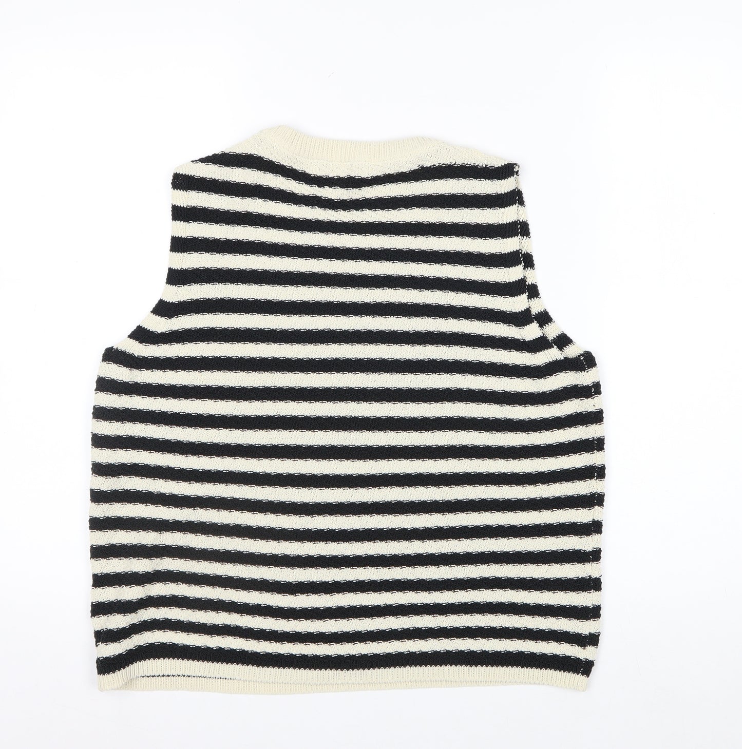 Marks and Spencer Women’s Black Stripe Knit Sleeveless Tank Top M