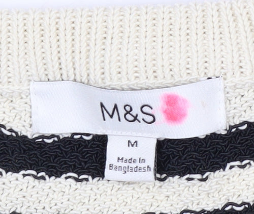 Marks and Spencer Women’s Black Stripe Knit Sleeveless Tank Top M