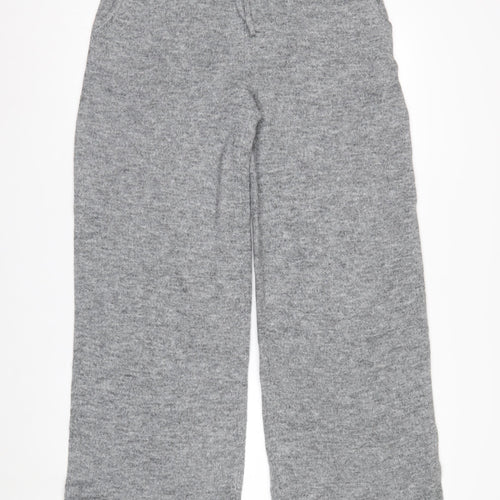 Marks and Spencer Women's Grey Cropped Wide-Leg Knit Trousers M