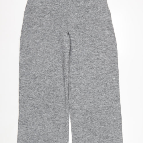 Marks and Spencer Women's Grey Cropped Wide-Leg Knit Trousers M