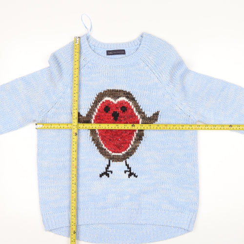 Marks and Spencer Women’s Blue Robin Christmas Pullover Jumper Size 12