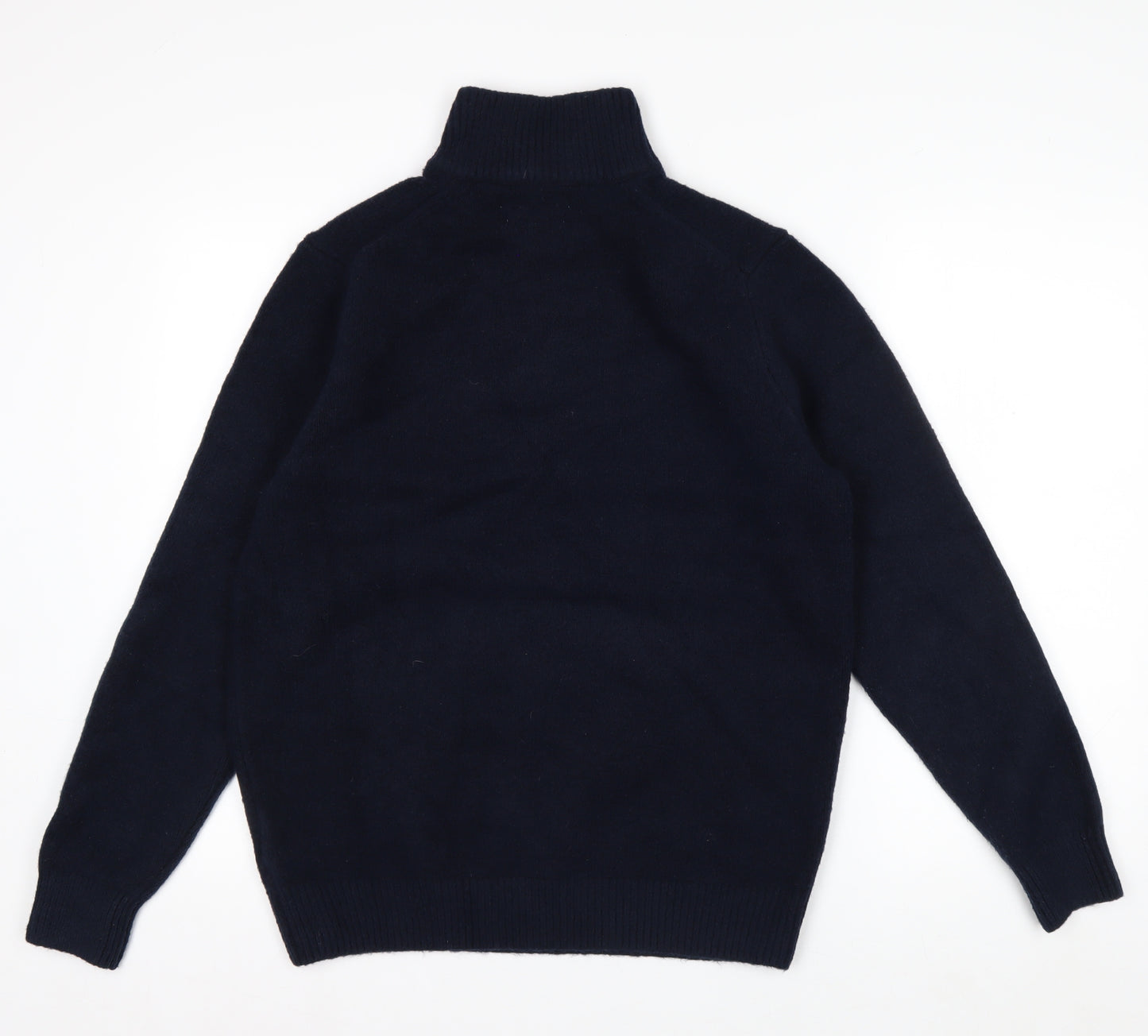 Marks and Spencer Men's Blue Geometric 1/2 Zip Wool Blend Jumper M