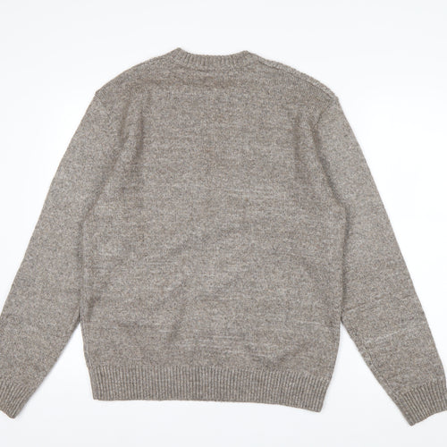 NEXT Men's Beige Cable-Knit Wool Blend Crew Neck Jumper M