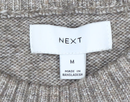 NEXT Men's Beige Cable-Knit Wool Blend Crew Neck Jumper M