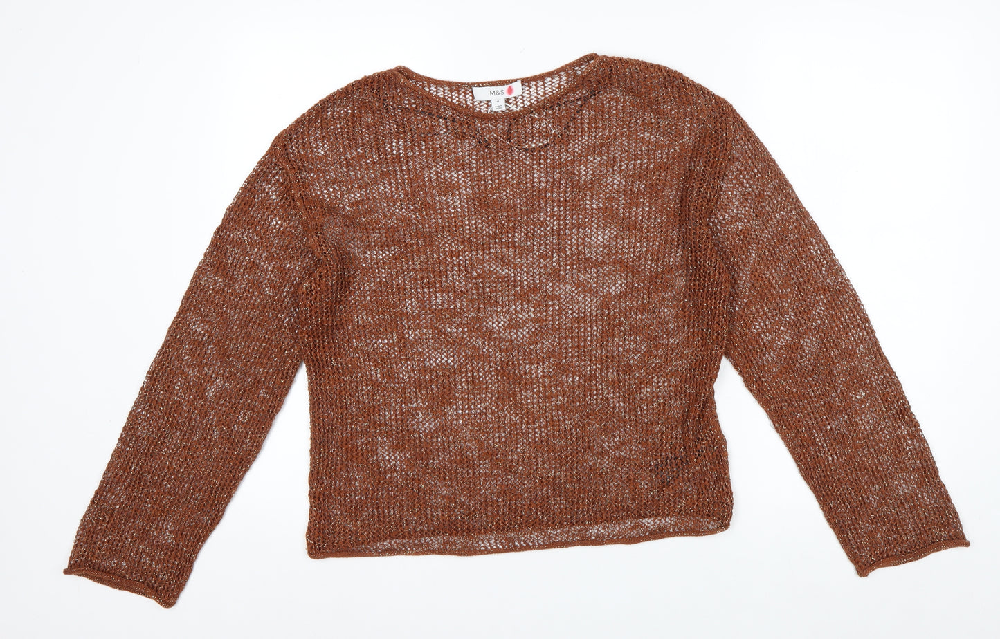 Marks and Spencer Women’s Brown Open-Knit Pullover Jumper Size M
