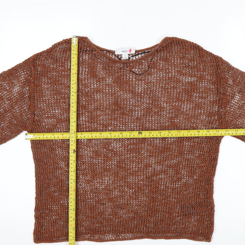 Marks and Spencer Women’s Brown Open-Knit Pullover Jumper Size M