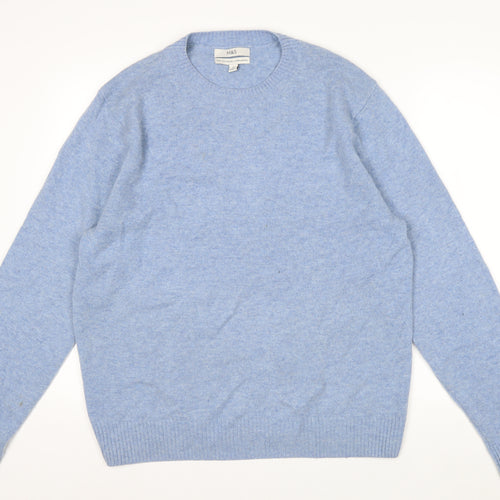 Marks and Spencer Men's Blue Wool Crew Neck Jumper Size L