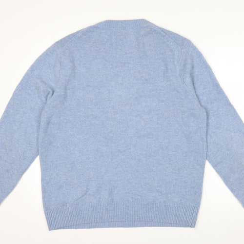 Marks and Spencer Men's Blue Wool Crew Neck Jumper Size L