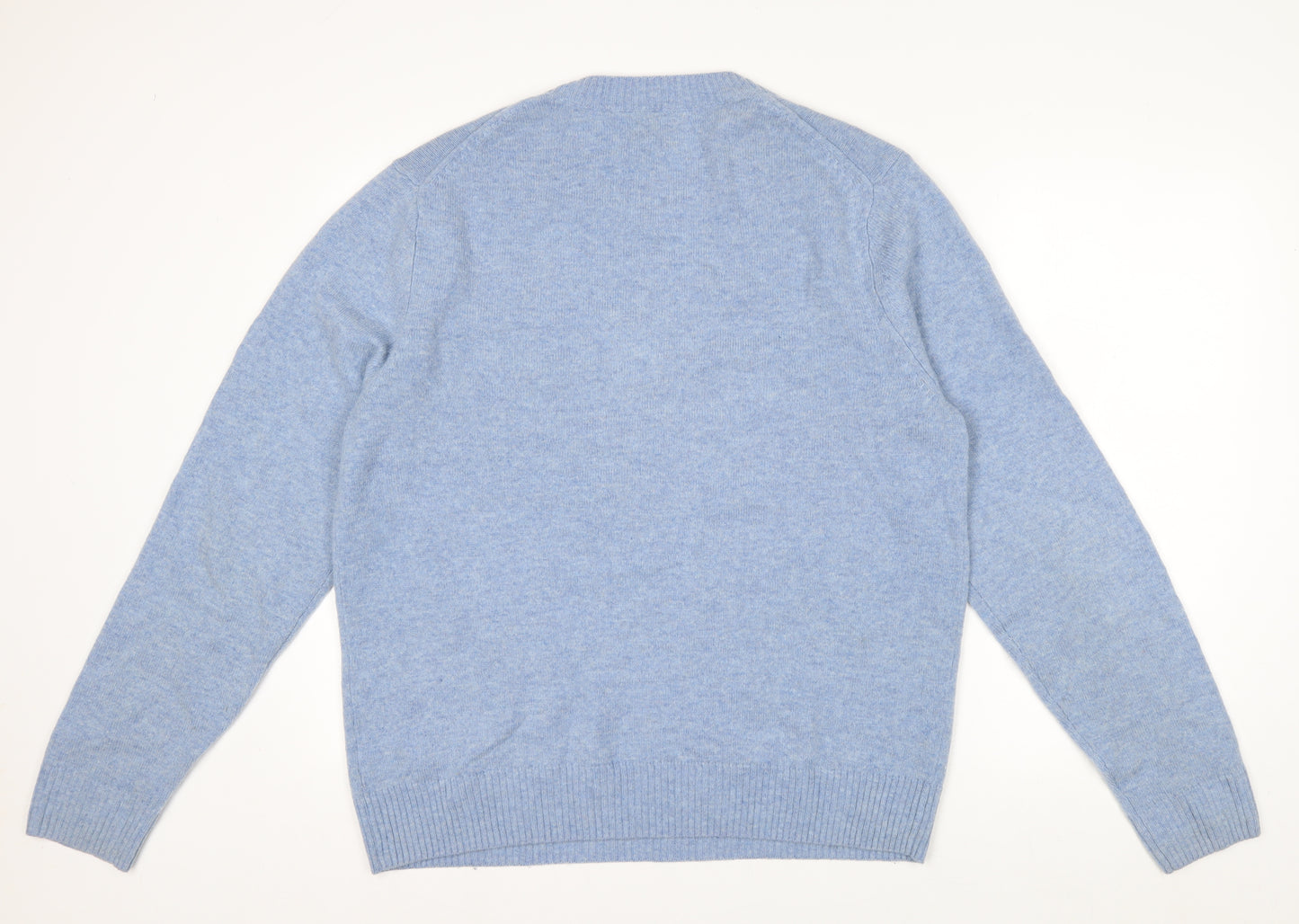 Marks and Spencer Men's Blue Wool Crew Neck Jumper Size L