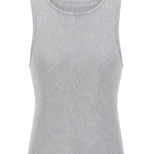 ZARA Women Grey Ribbed Knit Cropped Tank Top Size S