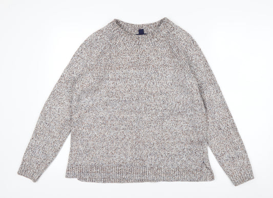 Lands' End Men's Beige Knit Cotton Blend Pullover Jumper Size L