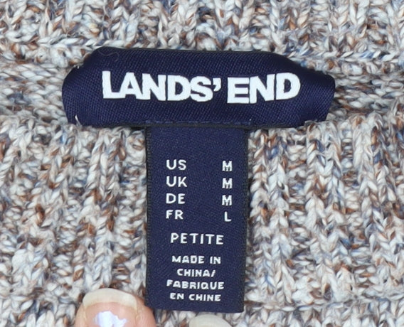 Lands' End Men's Beige Knit Cotton Blend Pullover Jumper Size L