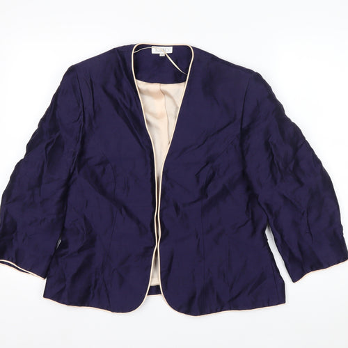 Kaliko Women's Blue Linen Blend Suit Jacket Size 16 Lined Lightweight