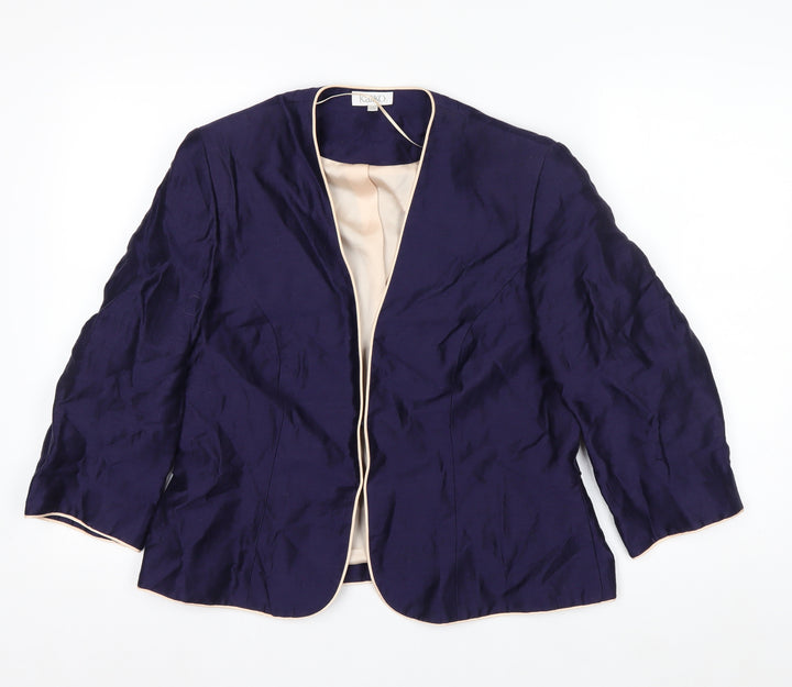 Kaliko Women's Blue Linen Blend Suit Jacket Size 16 Lined Lightweight