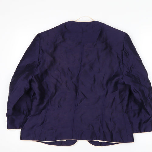 Kaliko Women's Blue Linen Blend Suit Jacket Size 16 Lined Lightweight