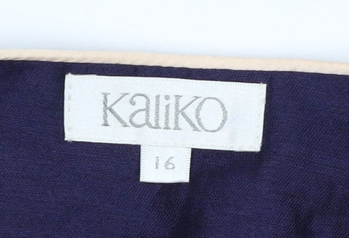 Kaliko Women's Blue Linen Blend Suit Jacket Size 16 Lined Lightweight