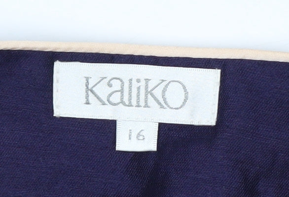 Kaliko Women's Blue Linen Blend Suit Jacket Size 16 Lined Lightweight