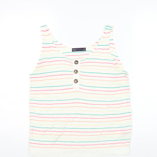 Marks and Spencer Women's Multicoloured Striped Knit Tank Top M
