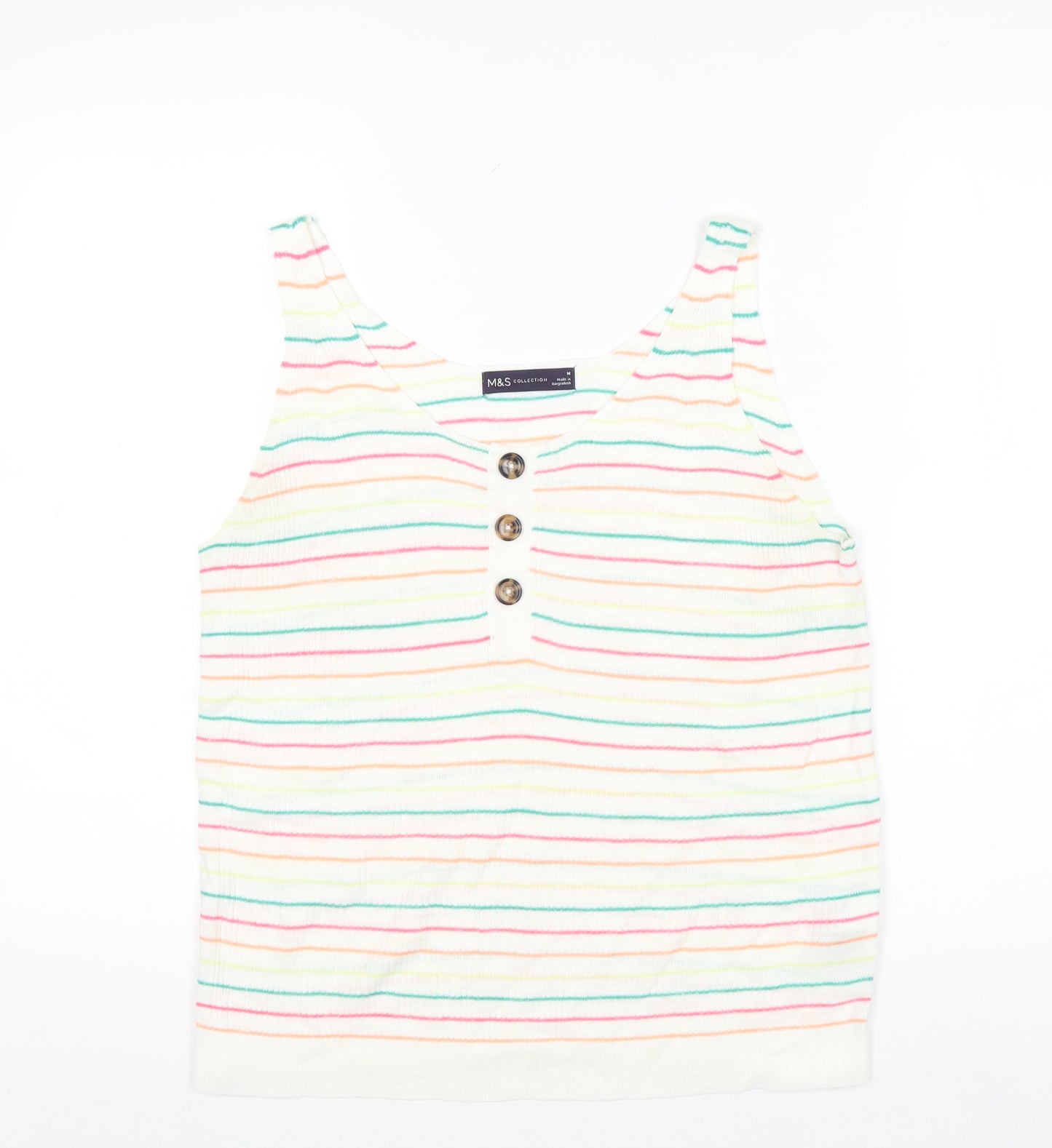 Marks and Spencer Women's Multicoloured Striped Knit Tank Top M