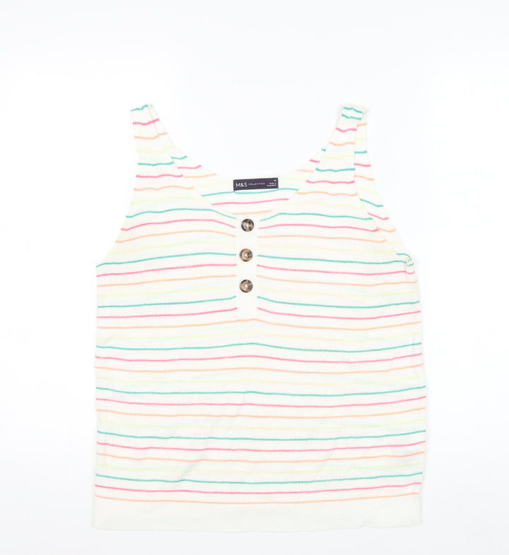 Marks and Spencer Women's Multicoloured Striped Knit Tank Top M