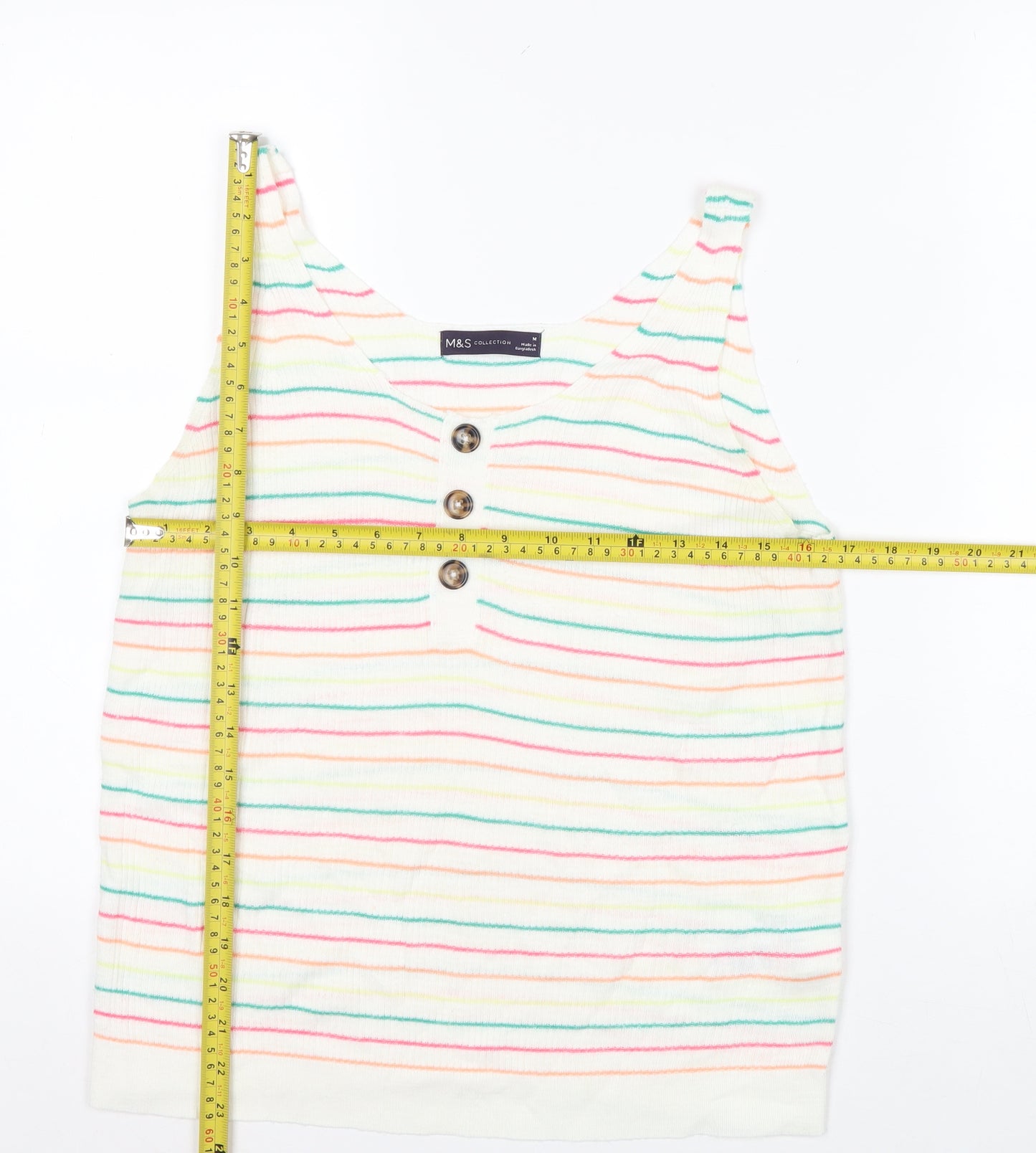 Marks and Spencer Women's Multicoloured Striped Knit Tank Top M