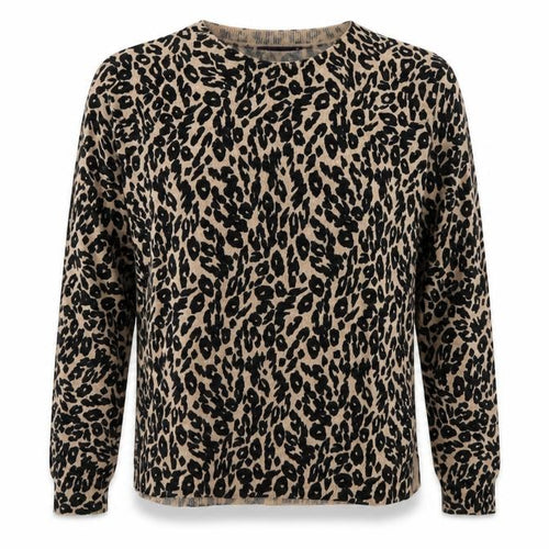 Marks and Spencer Women Beige Leopard Print Acrylic Jumper Size 14